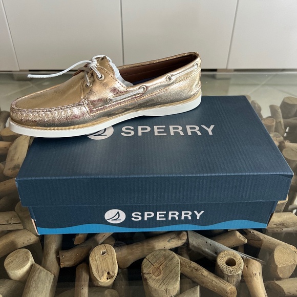 SPERRY AO 2 EYE Gold Leather Boat Shoes - Picture 11 of 12